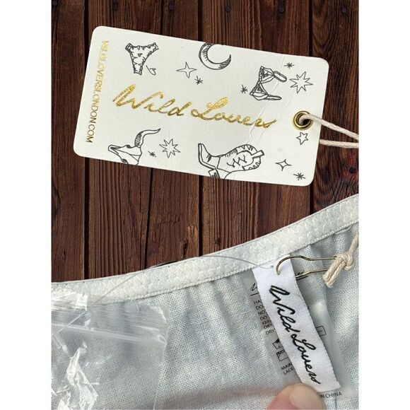 Revolve Wild Lovers Women’s 32B Lace & Blue Floral Corset • Linen Button Detail - Picture 13 of 16